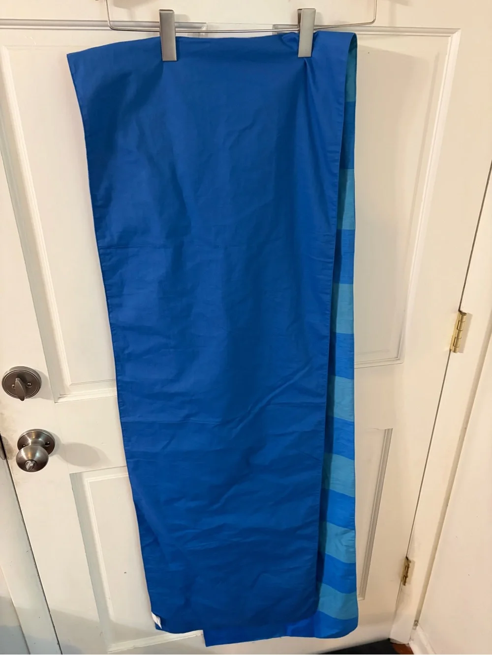 Pottery Barn Blue Silk Block Table Runner 16 x 108